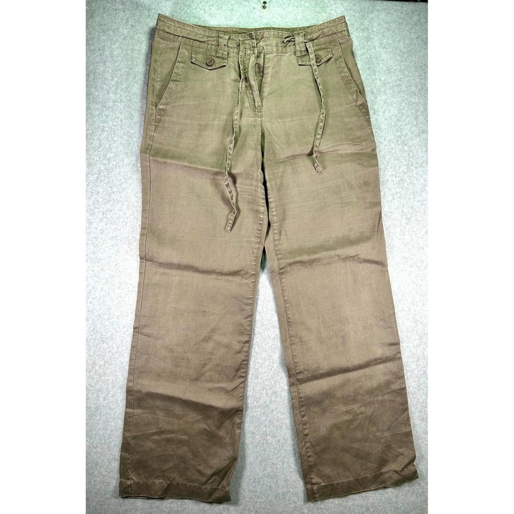 Sandro Pants Women's 8 Gray Flat Front Regular Fit Drawstring Waist Straight Leg